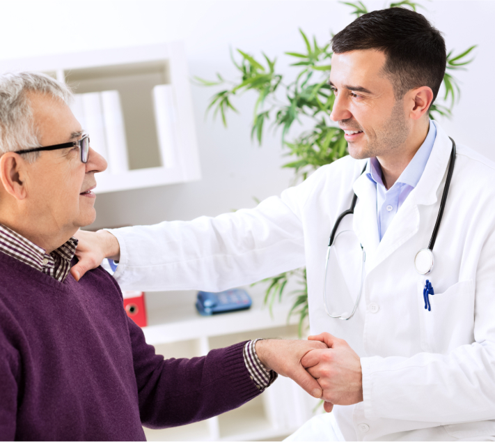 Man talking with doctor